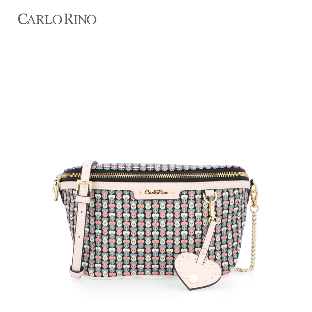 beige ri monogram cross body bolsa