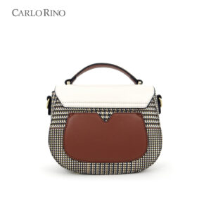 Beige Oxford Houndstooth Print Cross Body Beige Oxford Houndstooth Print Cross Body