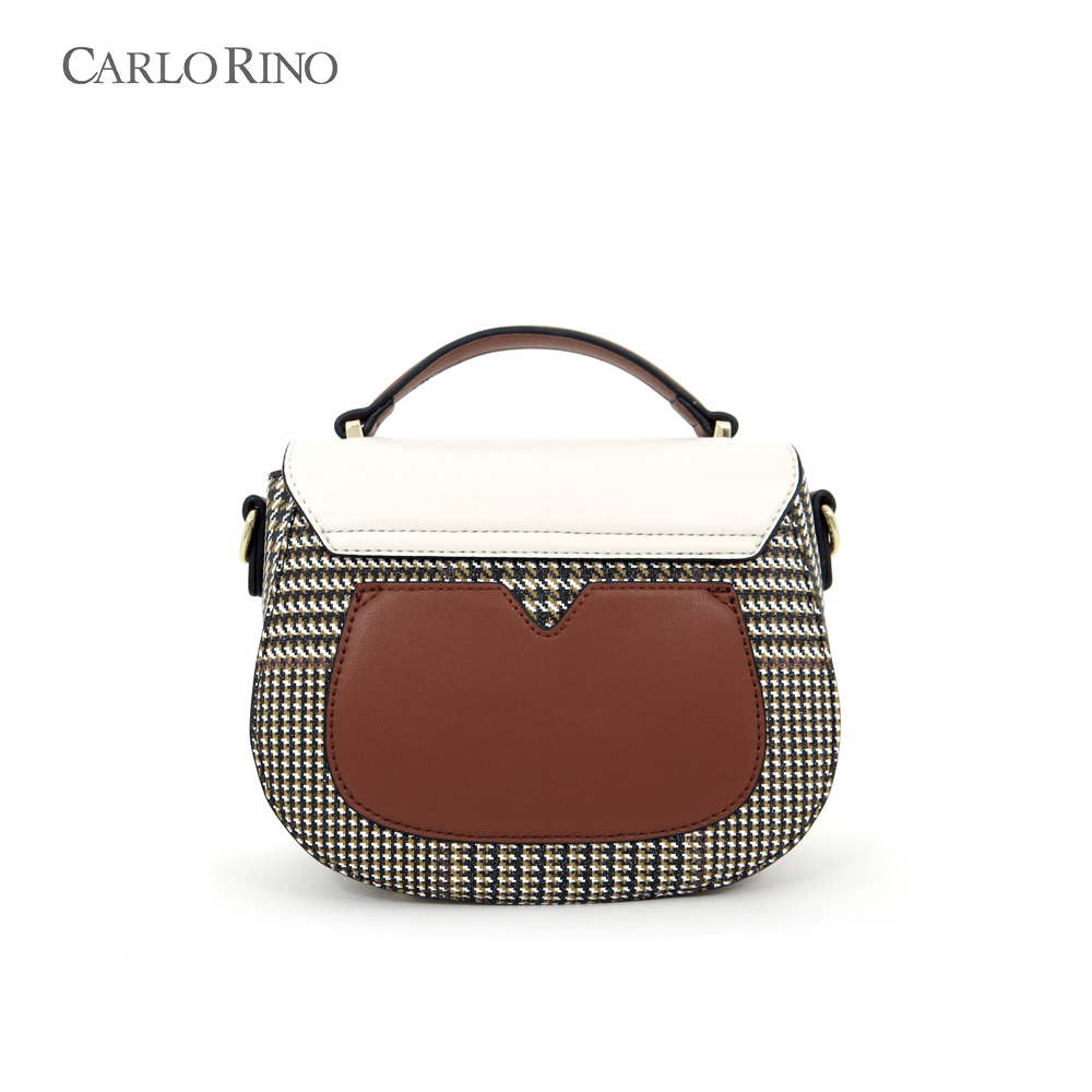 Beige Oxford Houndstooth Print Cross Body Beige Oxford Houndstooth Print Cross Body