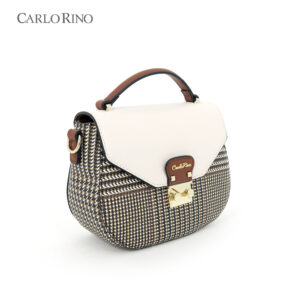 Beige Oxford Houndstooth Print Cross Body Beige Oxford Houndstooth Print Cross Body