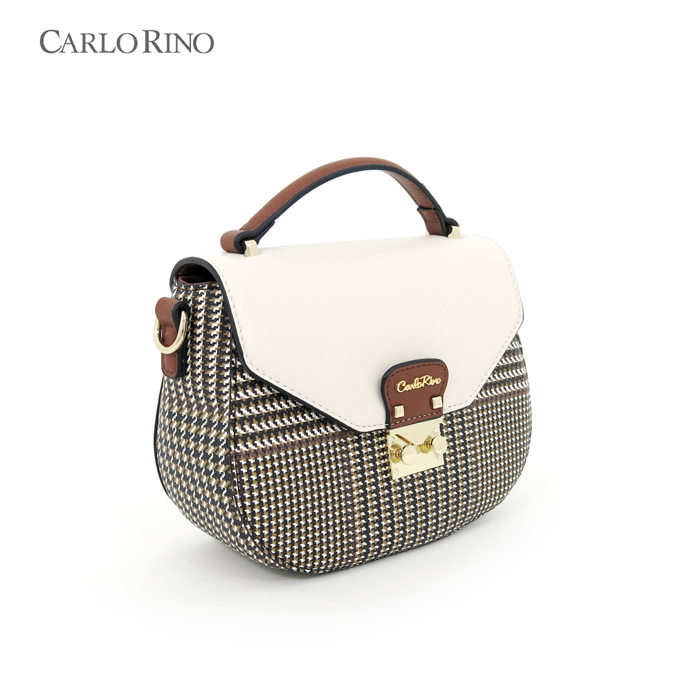 Beige Oxford Houndstooth Print Cross Body Beige Oxford Houndstooth Print Cross Body