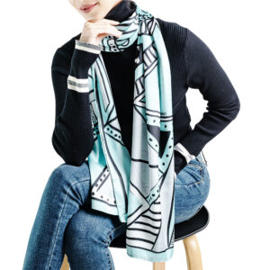 All About Angles Geometric Long Satin Chiffon Scarf