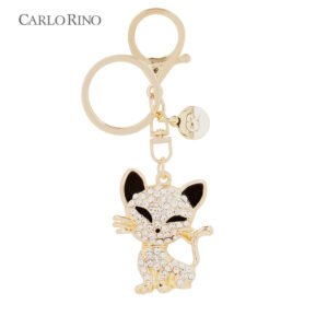 Sparkling Smiley Cat Key Charm