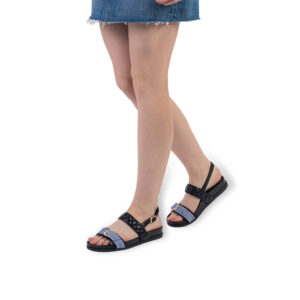 Denim Synthetic Leather Sandals