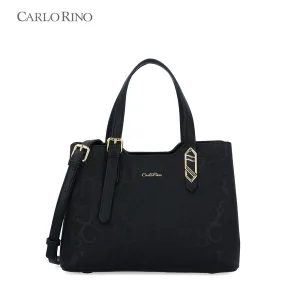 Fae Embossed Monogram Top Handle Bag