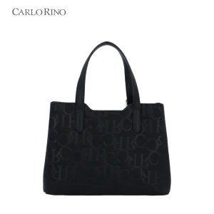 Fae Embossed Monogram Top Handle Bag