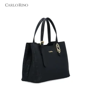 Fae Embossed Monogram Top Handle Bag