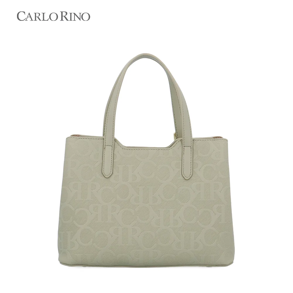 Fae Embossed Monogram Top Handle Bag